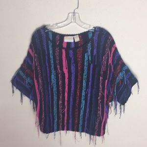 Vintage Ann W Knit Fringed Sweater Bell Sleeves